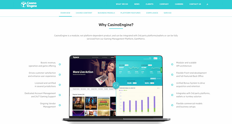 Capture d'écran des solutions EveryMatrix pour le casino en ligne