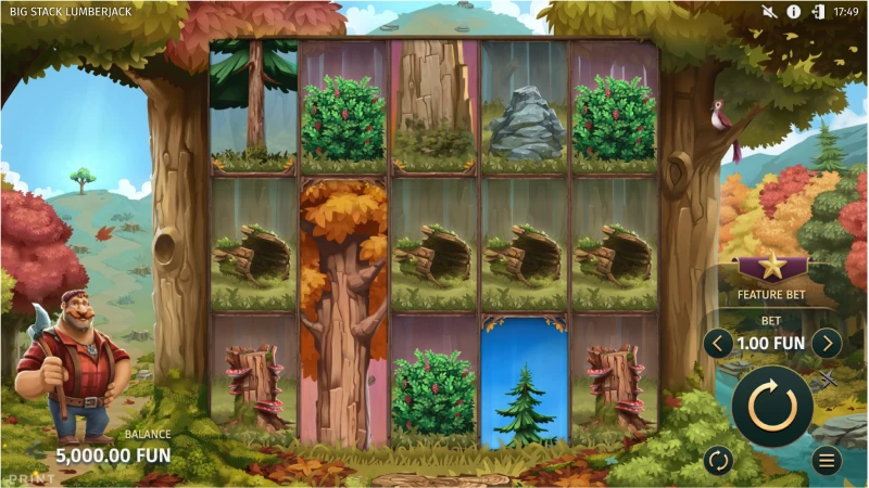 Capture d'écran de l'interface de la machine à sous Big Stack Lumberjack