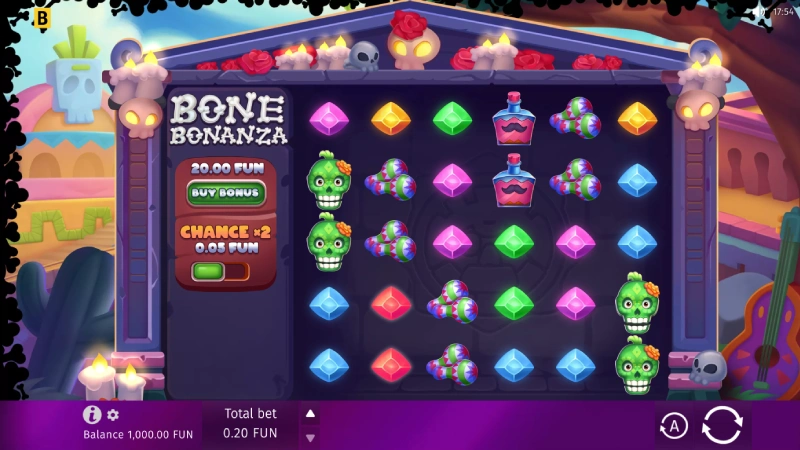 Capture d'écran de l'interface de la machine à sous Bone Bonanza