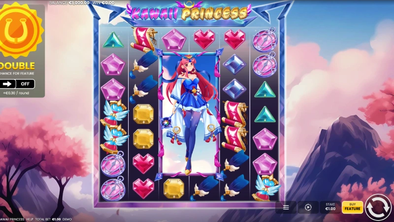 Capture d'écran de l'interface de la machine à sous Kawaii Princess