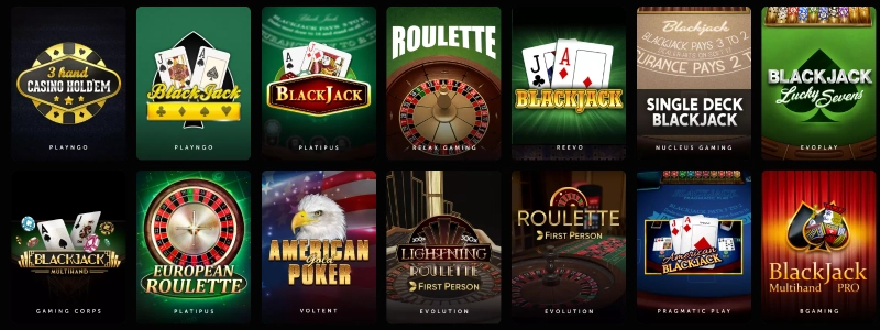 les jeux de table sur instasino casino