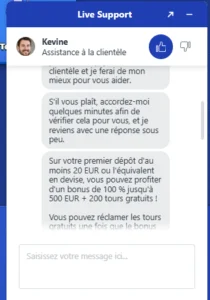 live chat avec le support client de pistolo casino