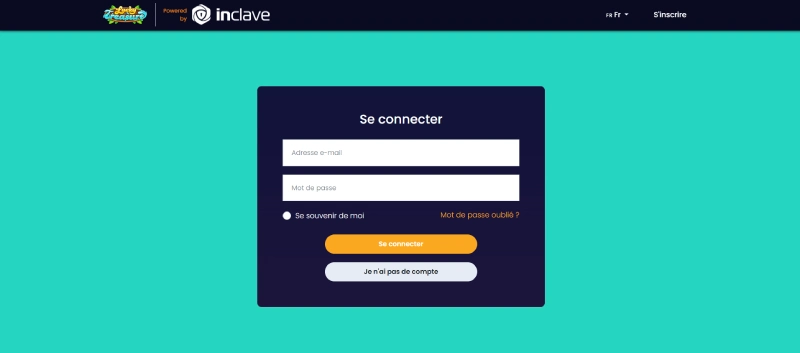 Capture d'écran de la connexion au compte sur Lucky Treasure
