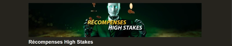 Capture d'&eacute;cran des r&eacute;compenses High Stakes sur RX Casino