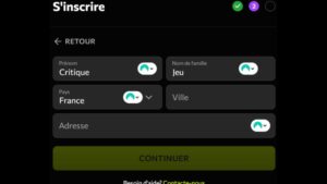 Capture d'&eacute;cran de l'&eacute;tape 3 d'inscription sur Instasino