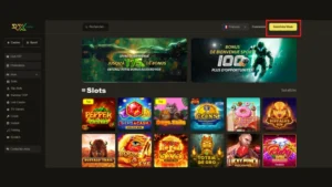Capture d'&eacute;cran de la page d'accueil de RX Casino