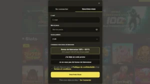 Capture d'&eacute;cran du premier formulaire d'inscription de RX Casino