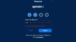 Capture d'&eacute;cran du troisi&egrave;me formulaire d'inscription sur Spinsino