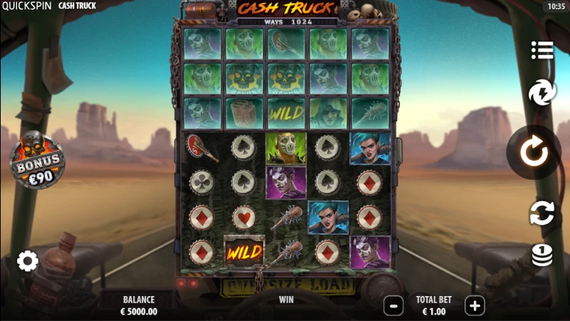 Capture d'écran de l'interface de la slot Cash Truck
