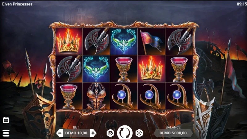 Capture d'écran de l'interface de la slot Elven Princesses
