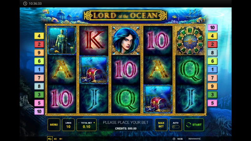 Capture d'écran de l'interface de la slot Lord of the Ocean