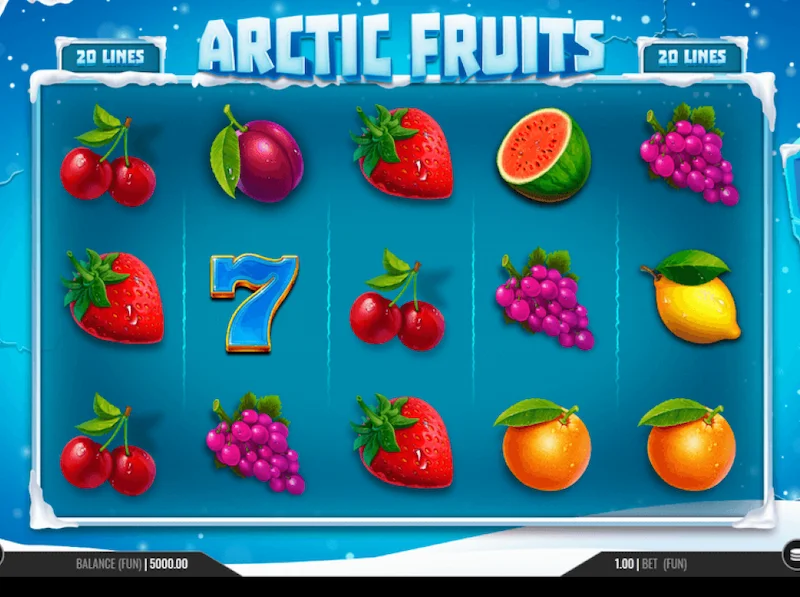 Capture d'écran de l'interface de la machine à sous Artic Fruits