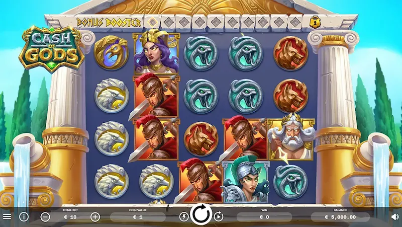 Capture d'&eacute;cran de l'interface de la machine &agrave; sous Cash of Gods