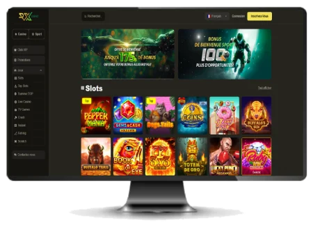 Capture d'écran de l'interface sur ordinateur de RX Casino