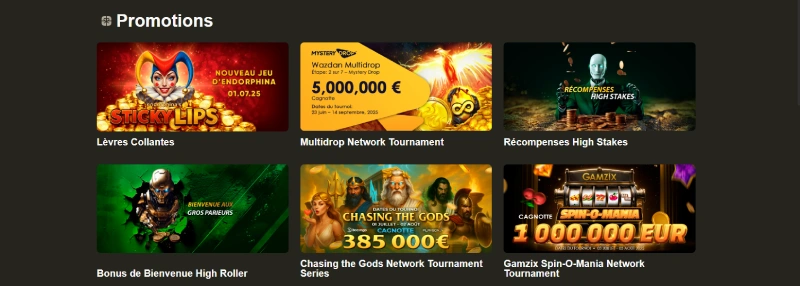 Capture d'&eacute;cran des promotions sur RX Casino