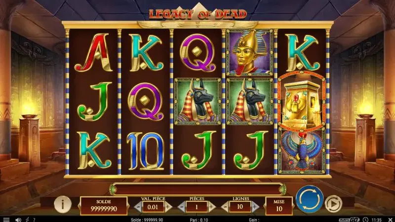 Interface de la machine à sous Legacy of Dead sur Julius Casino