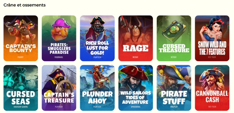 Capture d'&eacute;cran des machines &agrave; sous sur Captain Slots