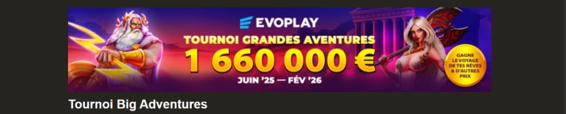 Capture d'&eacute;cran du Tournoi Grandes Aventures sur RX Casino