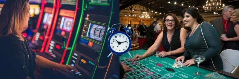 Image de joueurs sur machine &agrave; sous et jeux de table