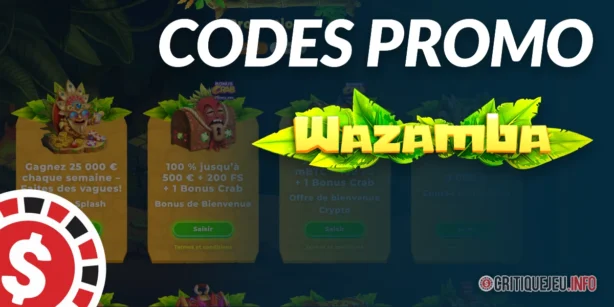 Codes promos Wazamba et bonus actifs en 2026