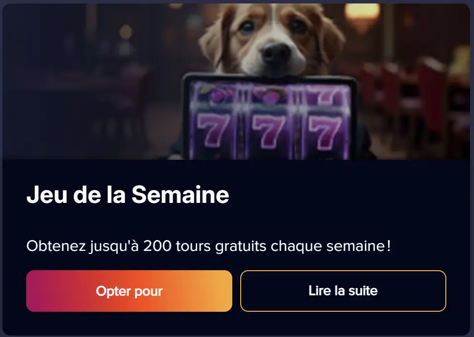 bonus jeu de la semaine puppybet
