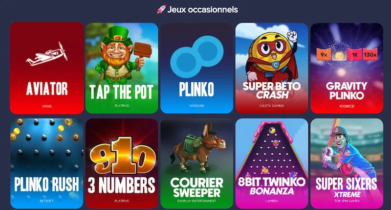 Capture d'écran des autres jeux sur PuppyBet