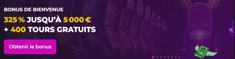Banni&egrave;re de pr&eacute;sentation du bonus de bienvenue sur Rockstar Casino