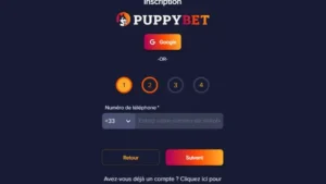 Capture d'&eacute;cran de l'&eacute;tape 4 de l'inscription sur PuppyBet