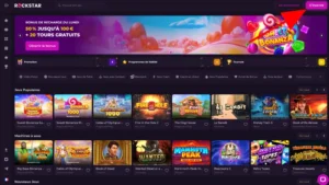 Capture d'&eacute;cran de la page d'accueil du casino Rockstar