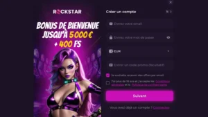 Capture d'&eacute;cran du premier formulaire d'inscription sur Rockstar Casino