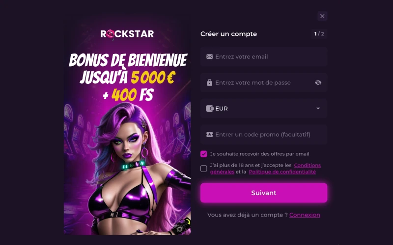 Codes promos Rockstar Casino et bonus actifs en Juillet 2026
