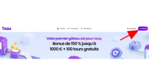 Capture d'&eacute;cran du bouton d'inscription sur Trickz
