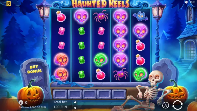 Capture d'écran de l'interface de la machine à sous Haunted Reels