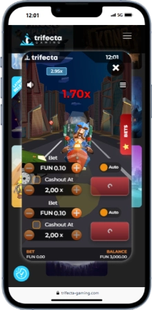 Capture d'écran de l'interface du mini jeu Hubert Hits sur mobile