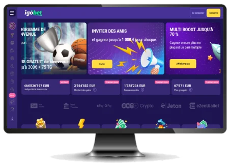 Capture d'écran de l'interface sur ordinateur de IgoBet