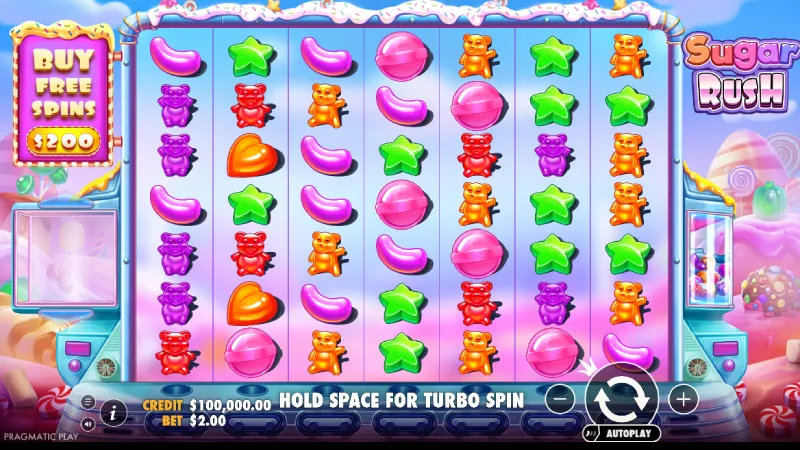Capture d'écran de l'interface de la machine à sous Sugar Rush