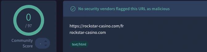 Capture d'&eacute;cran de l'analyse s&eacute;curit&eacute; du casino Rockstar