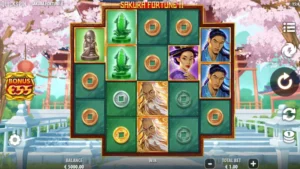 Capture d'écran de l'interface de la machine à sous Sakura Fortune II