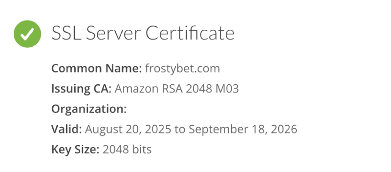 frostybet ssl server certificate