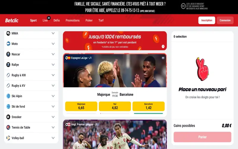 page d'accueil betclic