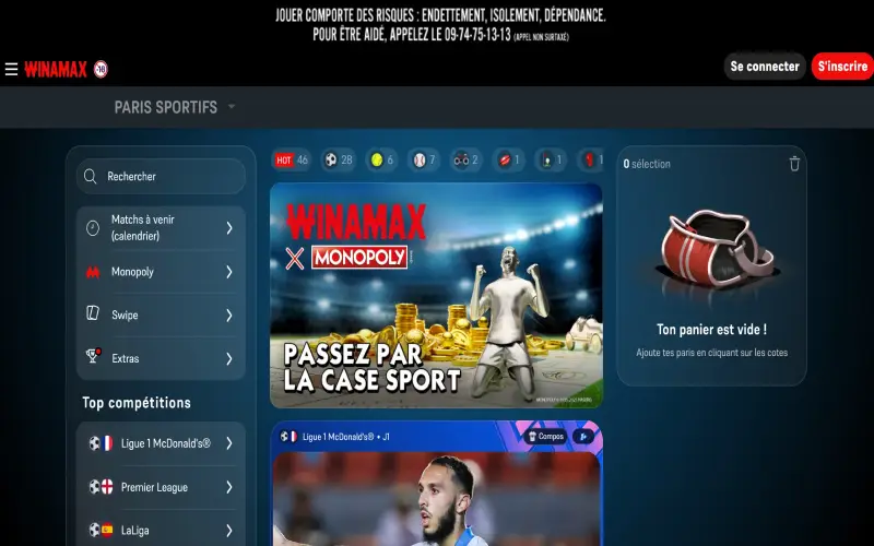 page d'accueil winamax