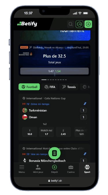 application mobile paris sportif betify