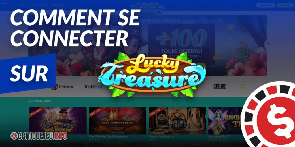 Bannière pour se connecter à Lucky Treasure