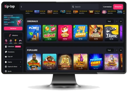 capture decran interface ordinateur tip top bet