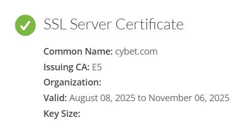 capture decran ssl certificate cybet casino