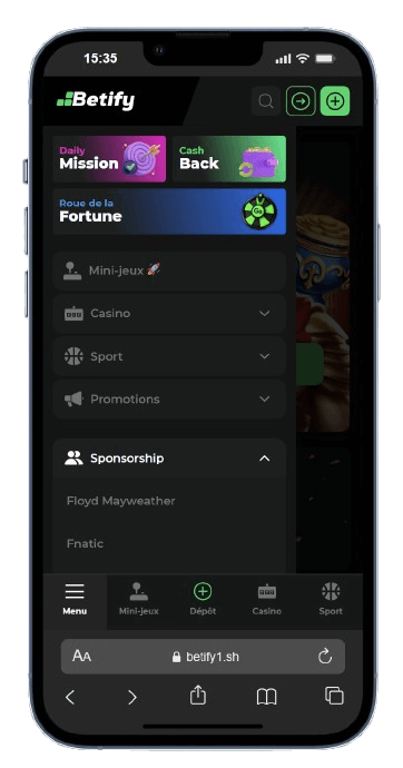 menu application betify