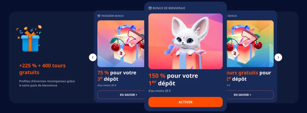 Capture d'écran du bonus de bienvenue de Nika Casino