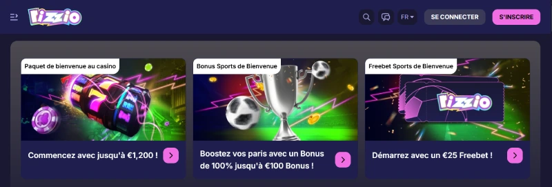 capture decran bonus de bienvenue rizzio