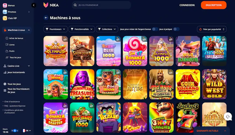 Capture d'écran des jeux de Nika Casino