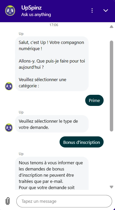 capture decran service client upspinz